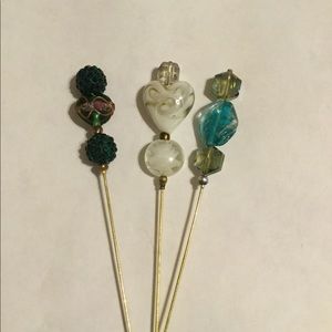Victorian Style Vintage Bead Hat Pins Set of 3